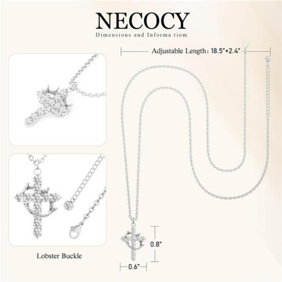 Dainty Cross Necklace Gold Silver CZ Pendant Waterproof Non Tarnish Jewelry - Picture 5 of 7